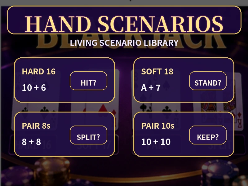 Blackjack Player Hand Dealer Upcard Scenario Library