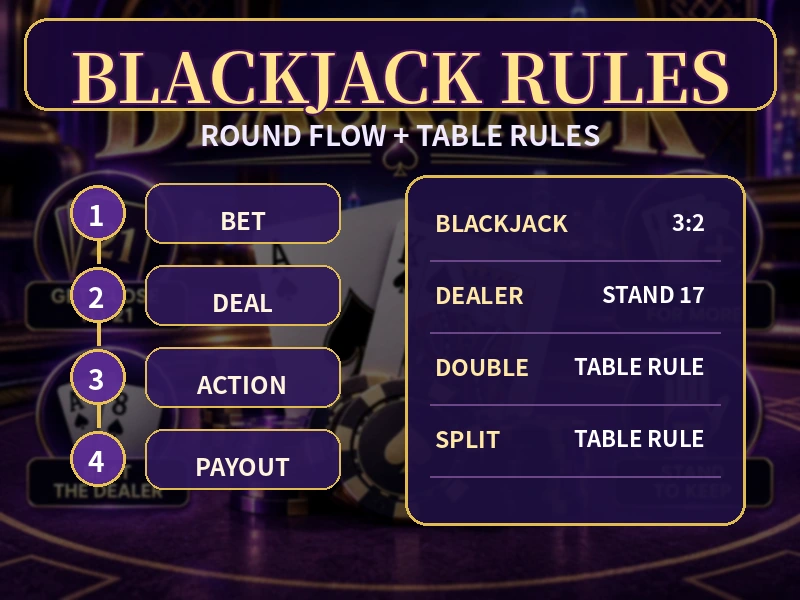 Blackjack一局下注發牌玩家行動Dealer行動結算流程圖