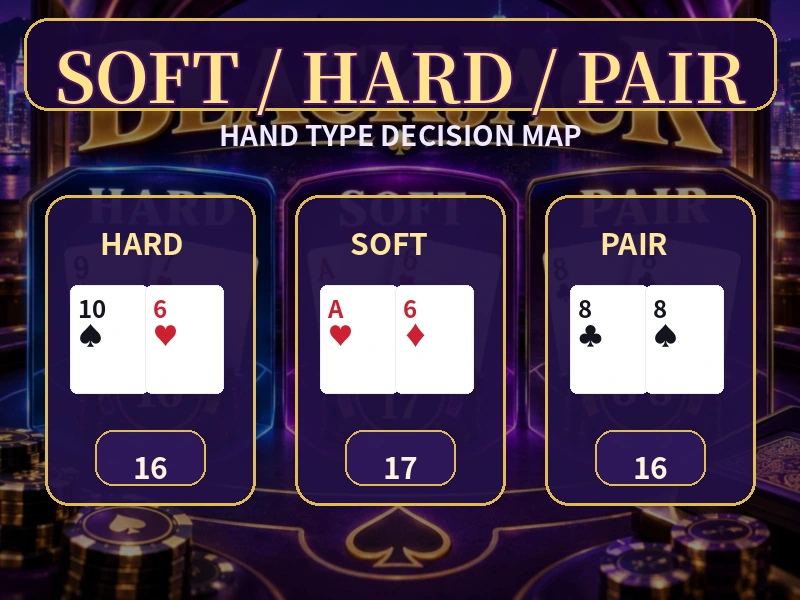 Blackjack Soft Hand Hard Hand Pair 與 Ace 點值分類
