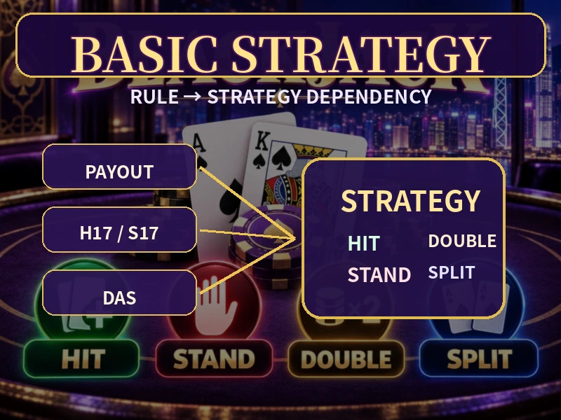 Blackjack Basic Strategy 策略表 Hard Soft Pair Dealer Upcard