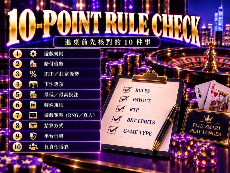 Casino Rules Checklist 遊戲版本 Paytable Commission RNG Live 十項檢查